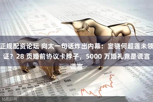 正规配资论坛 向太一句话炸出内幕：窦骁何超莲未领证？28 页婚前协议卡脖子，5000 万婚礼竟是谎言